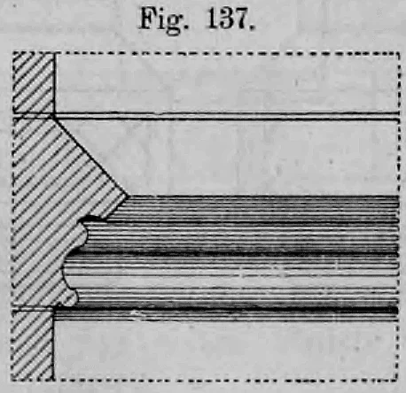 Fig. 137: Profilvariante eines Gurtgesimses mit kombinierter Schräge und Wassernase.