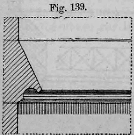 Fig. 139: Detaillierter Profilschnitt eines Gesimses mit abgerundeter Wassernase.