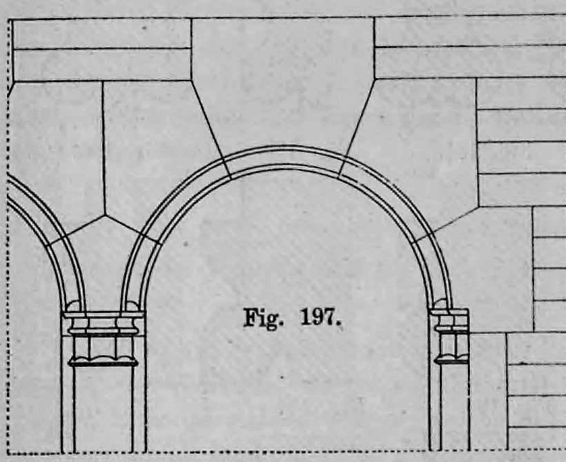 Fig. 197: Ansicht des oberen Teils eines gekuppelten Rundbogenfensters.