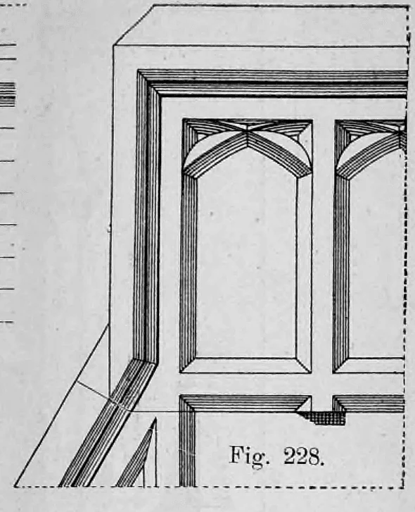 Fig. 228: Detail eines rechteckigen Fensters mit profilierter Rahmung.
