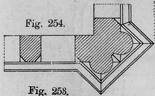 Fig. 254: Horizontaler Schnitt durch die Balkonecke mit Untersicht des Deckgesimses.