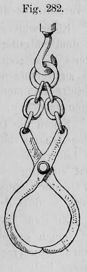 Fig. 282: Illustration einer Teufelsklaue (Steinzange) zum Heben von Werksteinen.