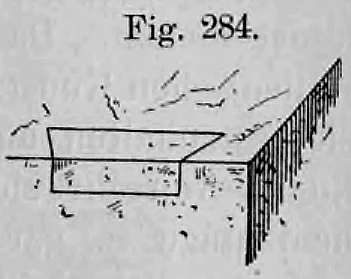 Fig. 284: Technische Zeichnung einer Vierung zur Ausbesserung einer beschädigten Steinkante.
