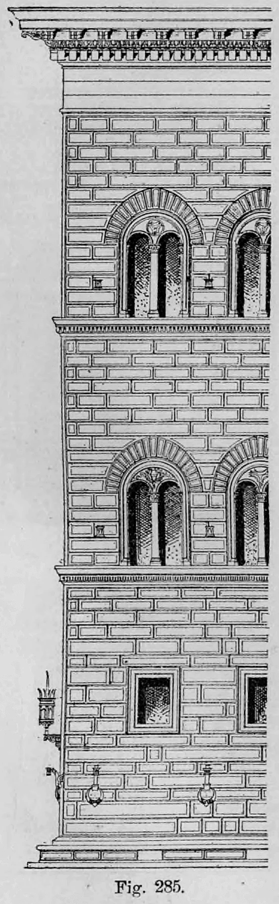 Fig. 285: Aufrisszeichnung einer Palastfassade im Stil der italienischen Frührenaissance.