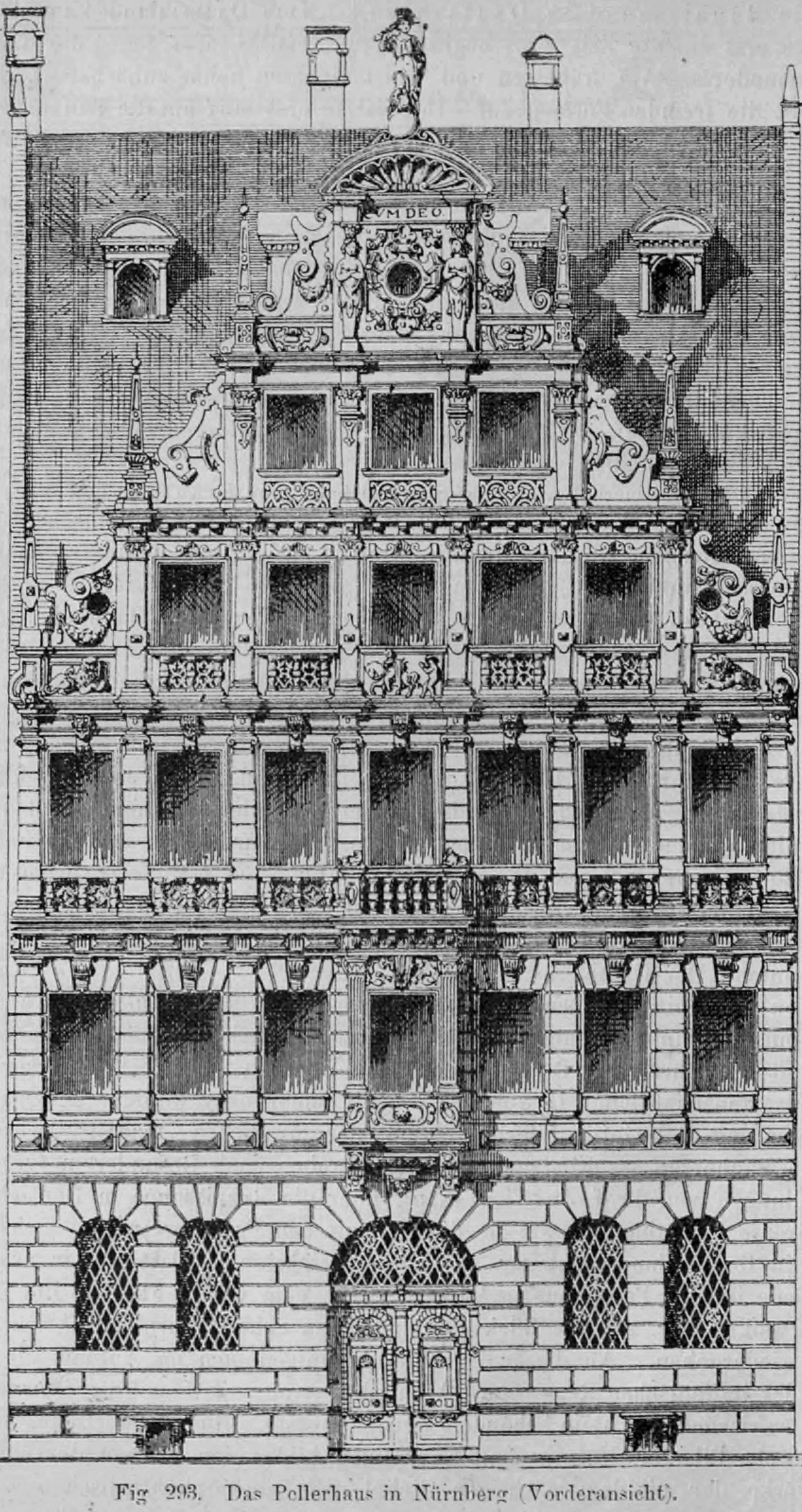 Fig. 293: Detaillierte Fassadenansicht des Pellerhauses in Nürnberg.