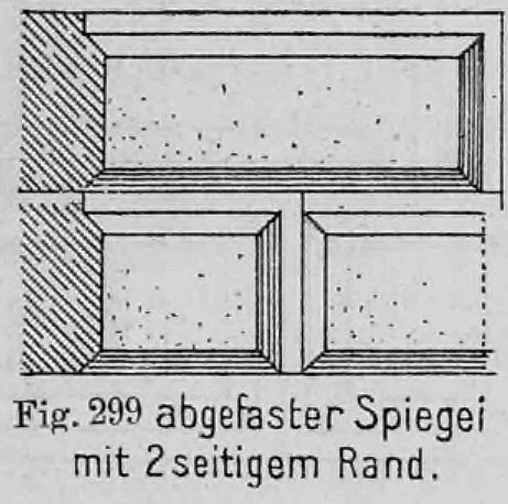 Fig. 299: Ein abgefaster Quaderspiegel mit einem Zierschlag an zwei Seiten.