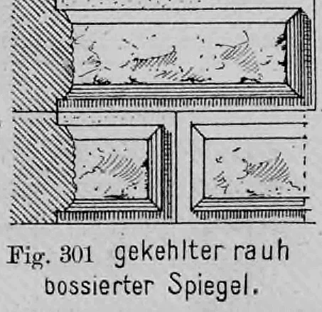 Fig. 301: Kombination aus gekehlter Randbearbeitung und einem rau bossierten Spiegel.