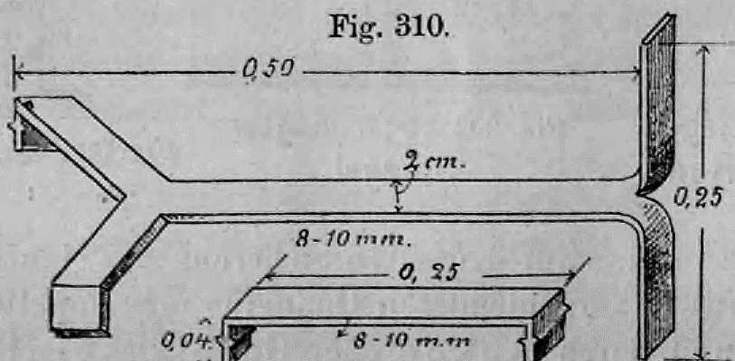 Fig. 310: Isometrische Detailzeichnung eines Gabelankers mit Maßangaben.