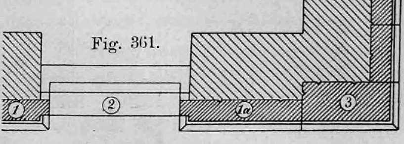 Fig. 361: Horizontaler Grundriss-Schnitt durch die unterste Schicht (Lage I) des Sockels.