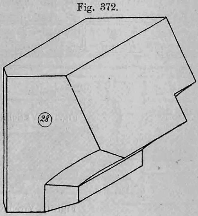Fig. 372: Perspektivische Ansicht einer Mauerecke mit einem nummerierten Werksteinquader.