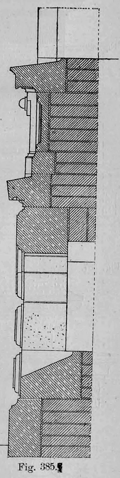 Fig. 385.: Vertikaler Profilschnitt des in Fig. 384 dargestellten Zwischengebälks.