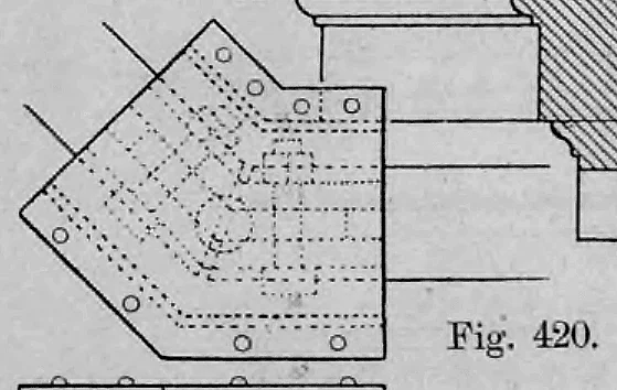 Fig. 420: Detail einer Eckverbindung der Verankerungseisen im Grundriss.
