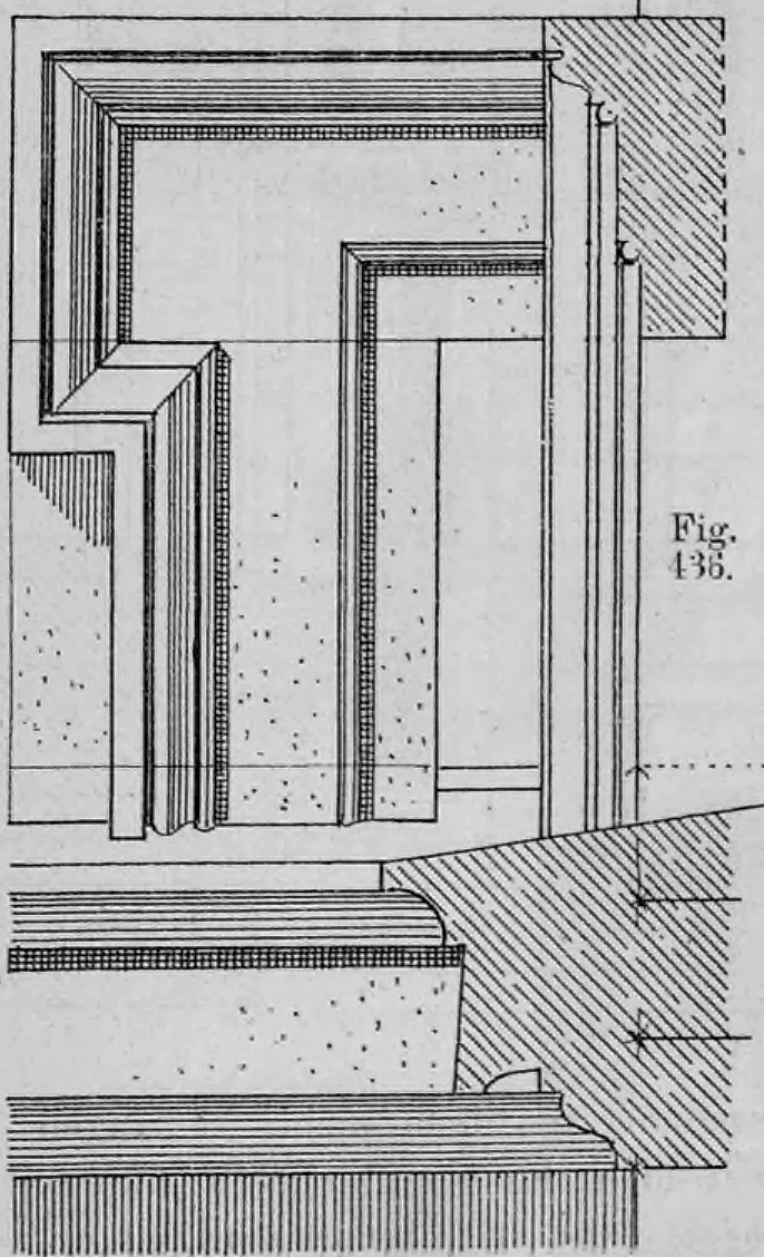 Fig. 436: Detailzeichnung eines vorspringenden Gewändes inklusive unterem Abschluss.