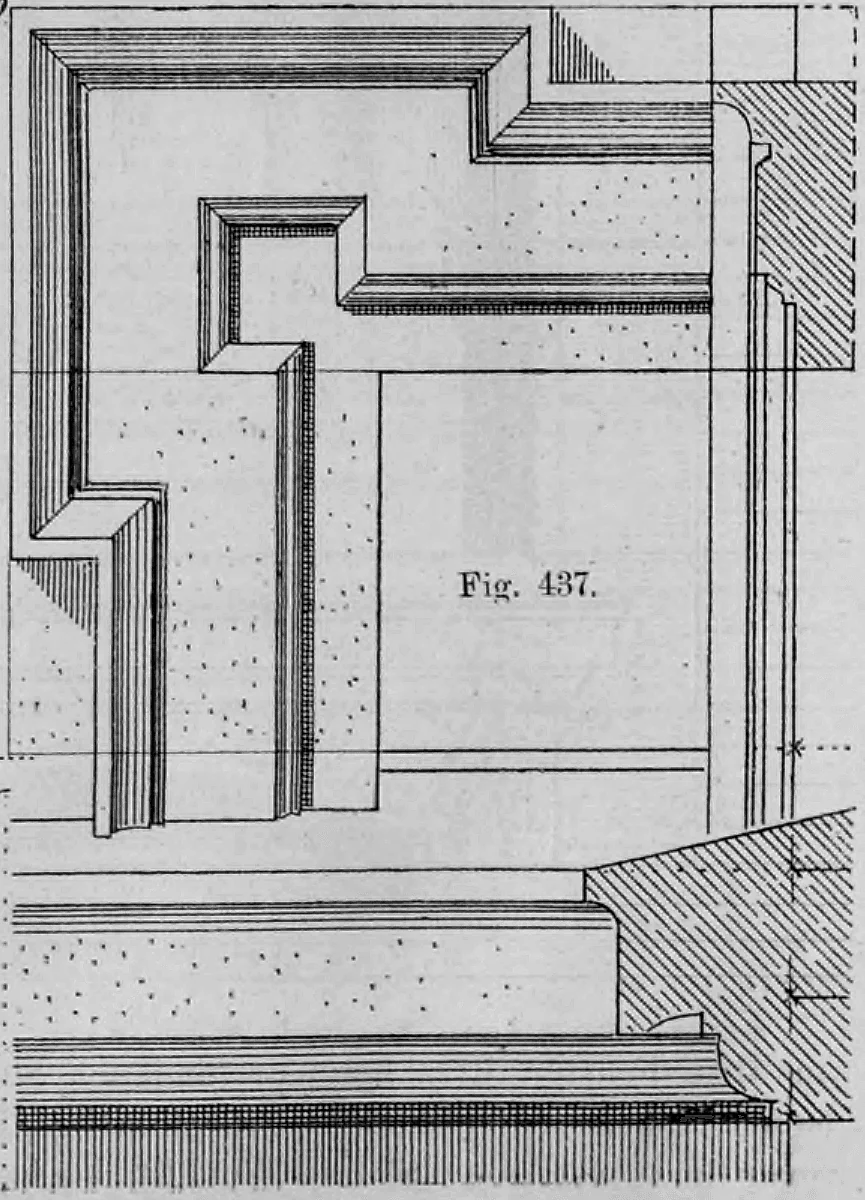 Fig. 437: Detaillierte Darstellung eines Gewändeprofils und dessen Übergang zur Sohlbank.