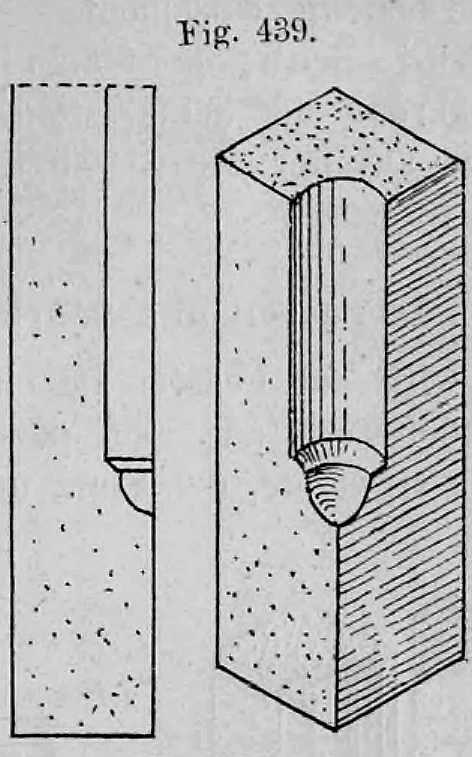 Fig. 439: Bearbeitung eines Gewändes mit einer Fase und abgerundetem Fußpunkt.