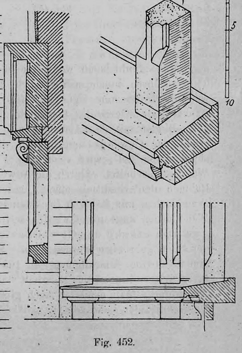 Fig. 452: Konstruktionsdetails zu Fenstergewände und Sohlbank.