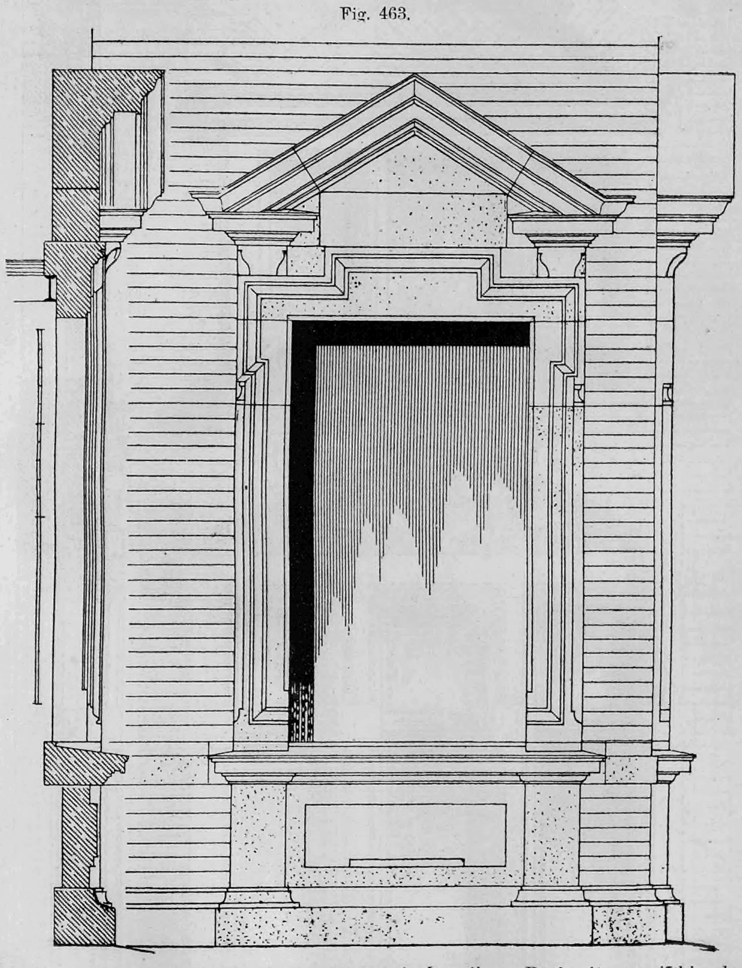 Fig. 463.: Aufriss eines Fensters mit Segmentbogengiebel.