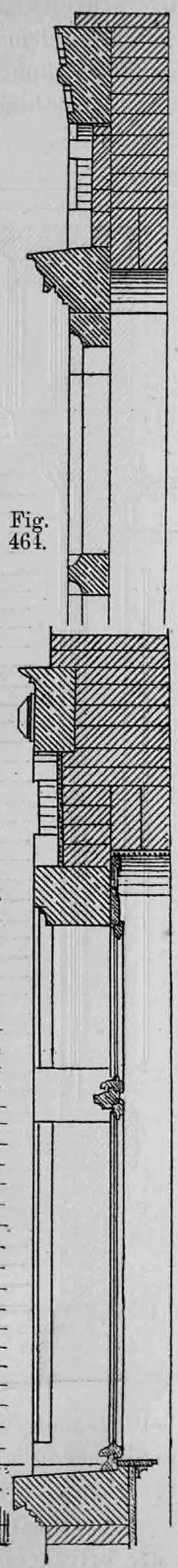 Fig. 464.: Vertikalschnitt durch eine monumentale Fensteranlage zur Darstellung der Profile.