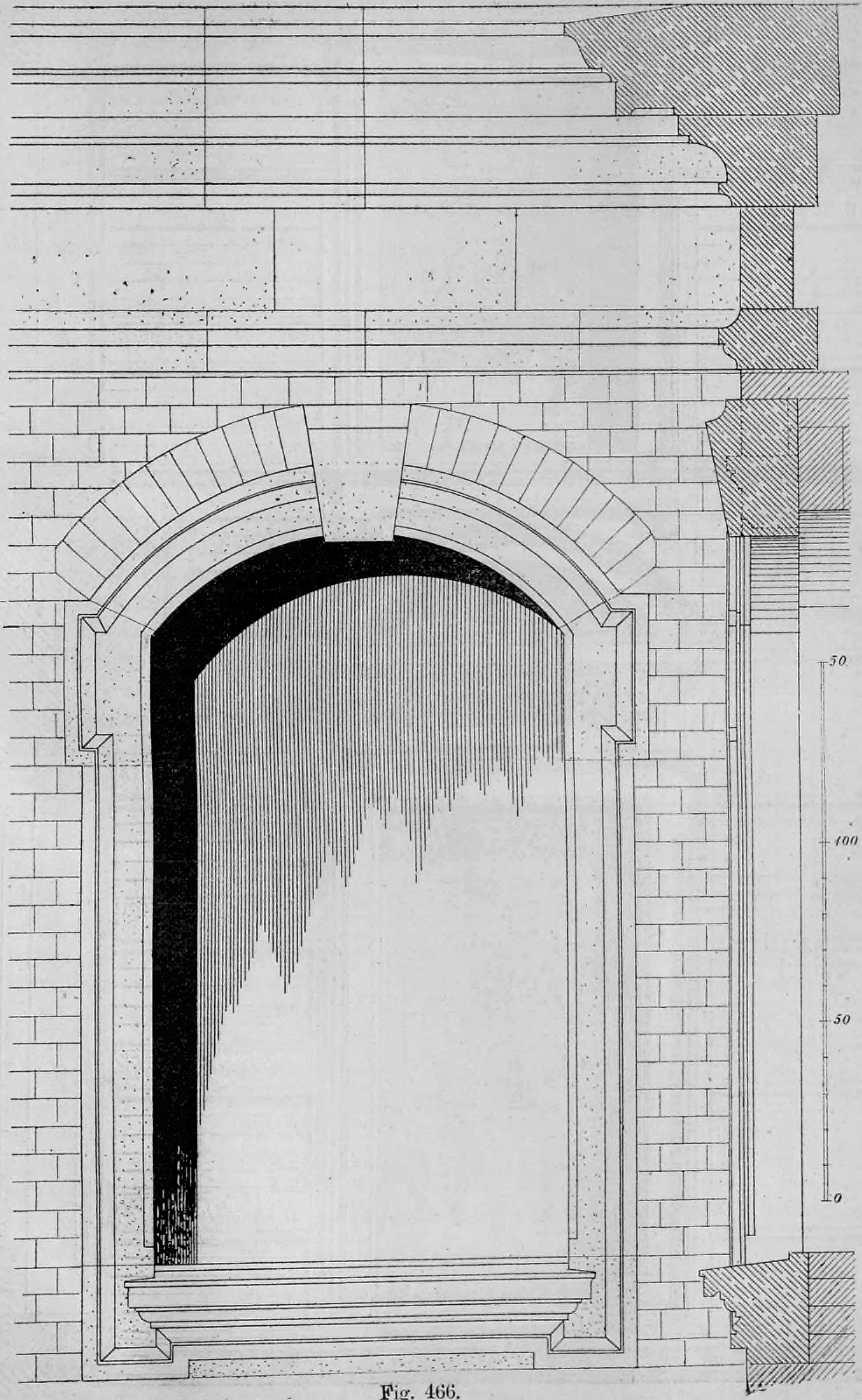 Fig. 466: Einzeldarstellung eines Fensters mit Segmentbogenabschluss.