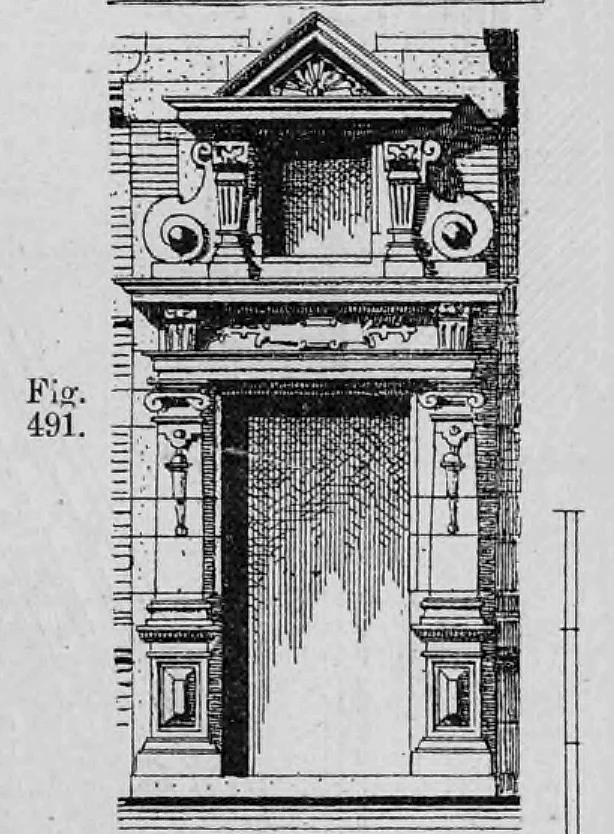 Fig. 491.: Portalumrahmung mit einem flachen Dreiecksgiebel.