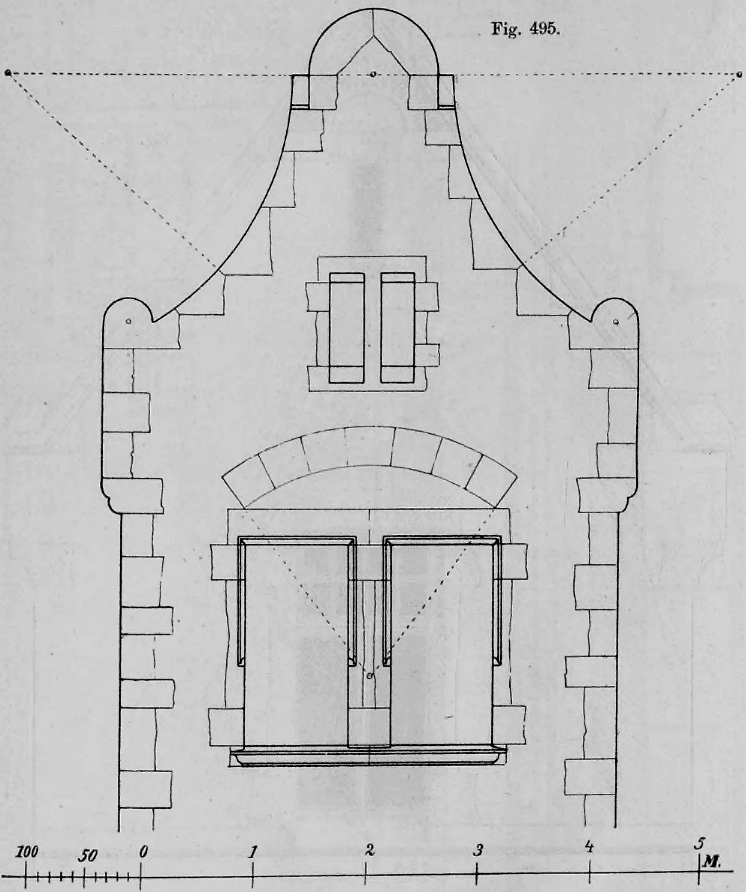 Fig. 495.: Darstellung eines Fassadenausschnitts mit einer Haustür.