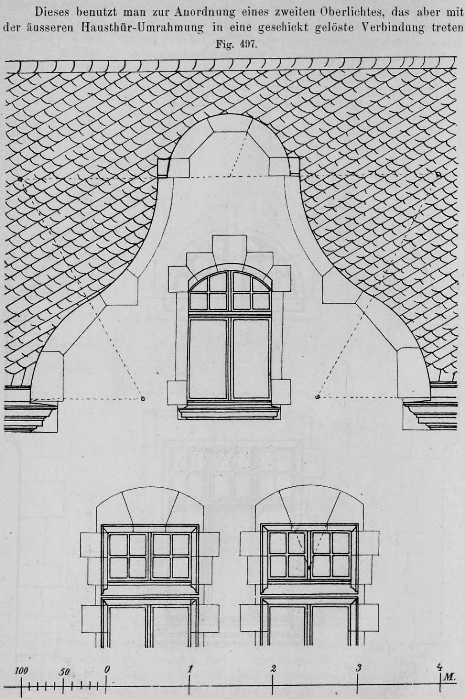 Fig. 497: Architektonische Darstellung eines Giebelfensters.