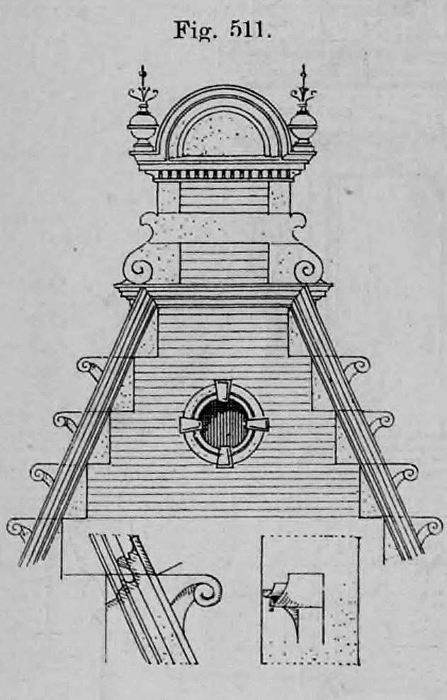 Fig. 511: Architekturzeichnung einer Lukarne nach einem Entwurf von Architekt Hehl.