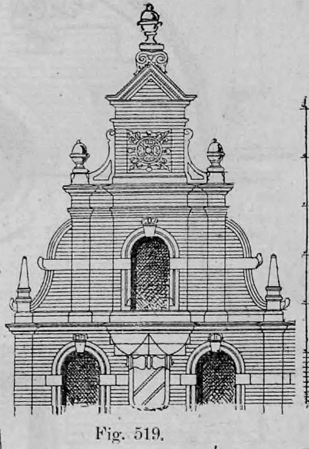Fig. 519.: Breite Giebelfront mit Segmentbogen-Abschluss und zentraler Nische.