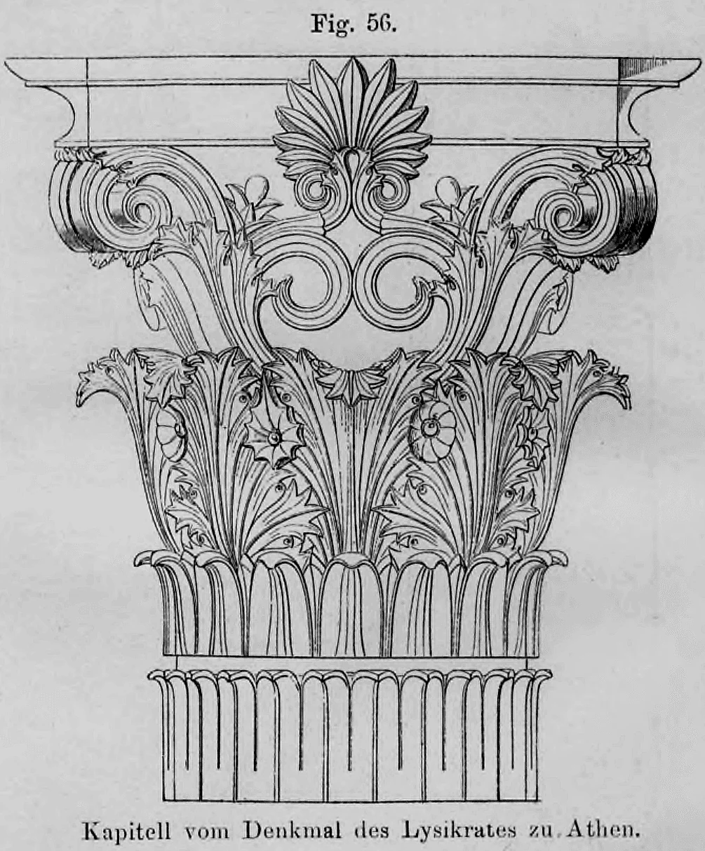 Fig. 56: Detaildarstellung eines frühen korinthischen Kapitells vom Lysikrates-Monument in Athen.