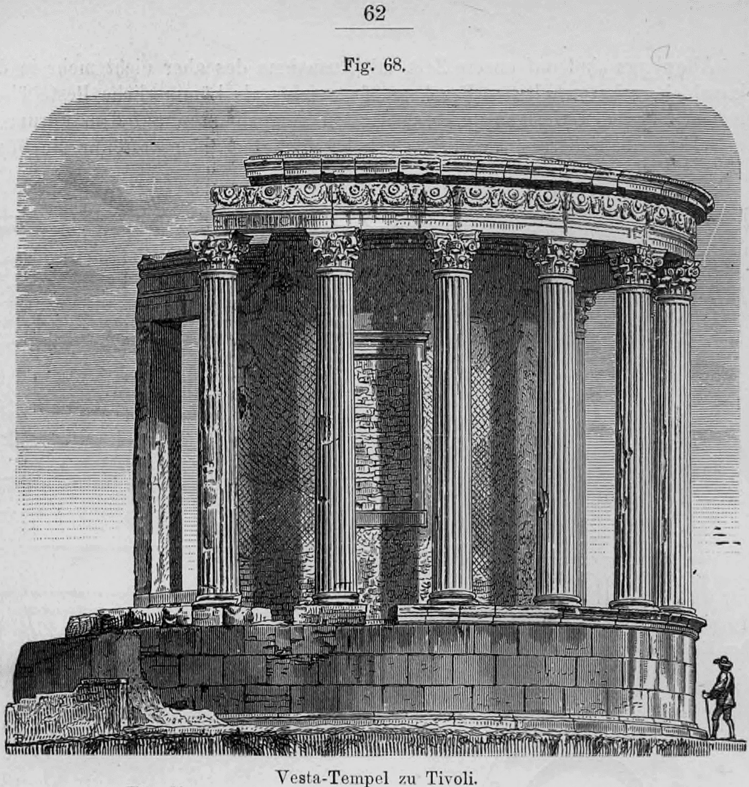 Fig. 68: Perspektivische Ansicht der Ruine des Vesta-Tempels in Tivoli.