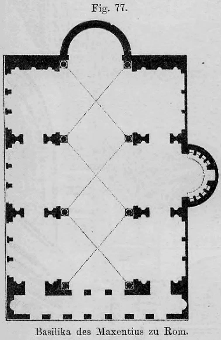 Fig. 77: Grundriss der Basilika des Maxentius in Rom.