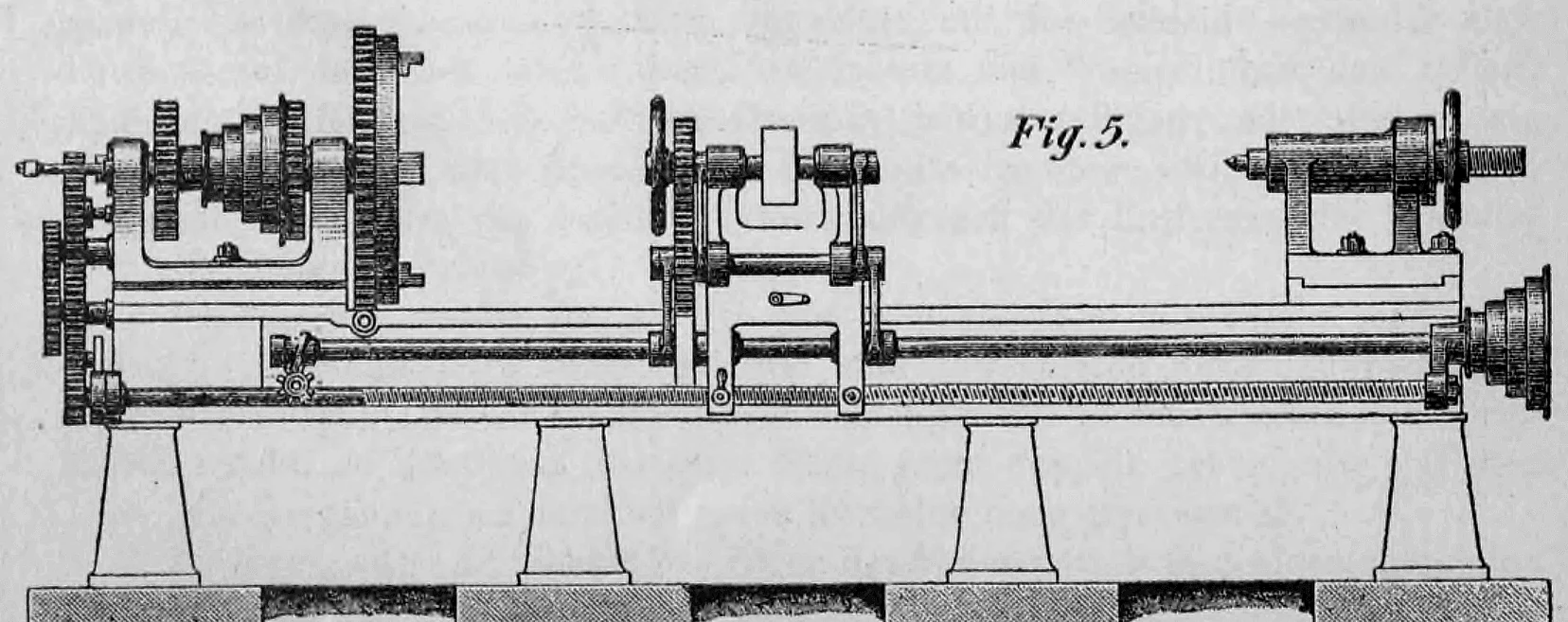 Fig. 5.: Technische Seitenansicht einer Steindrehbank.