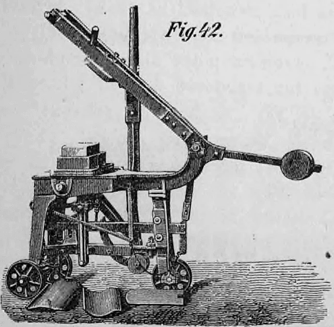 Fig. 42: Kleine portable Handhebelpresse für Ziegelei-Zwecke.