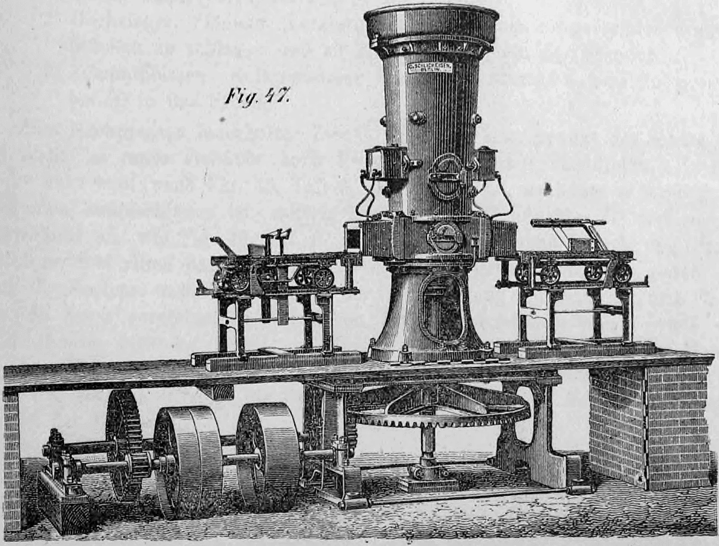 Fig. 47: Großer vertikaler Tonschneider mit Unterflur-Getriebesystem.
