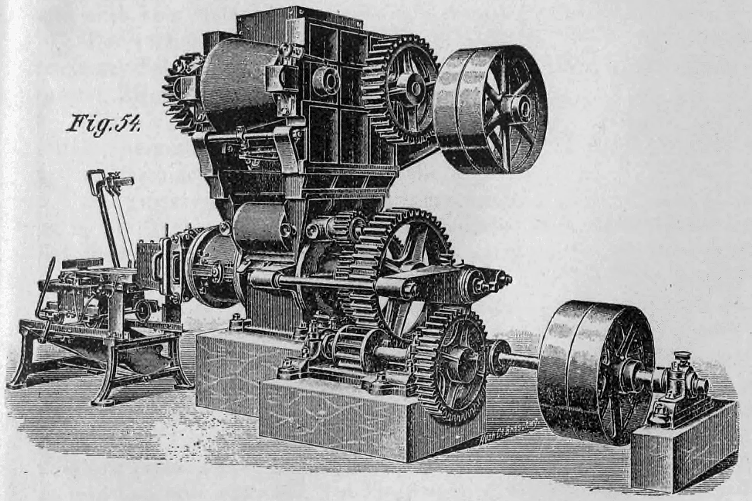 Fig. 54: Große, kombinierte Ziegelmaschine mit vertikalem Mischer.