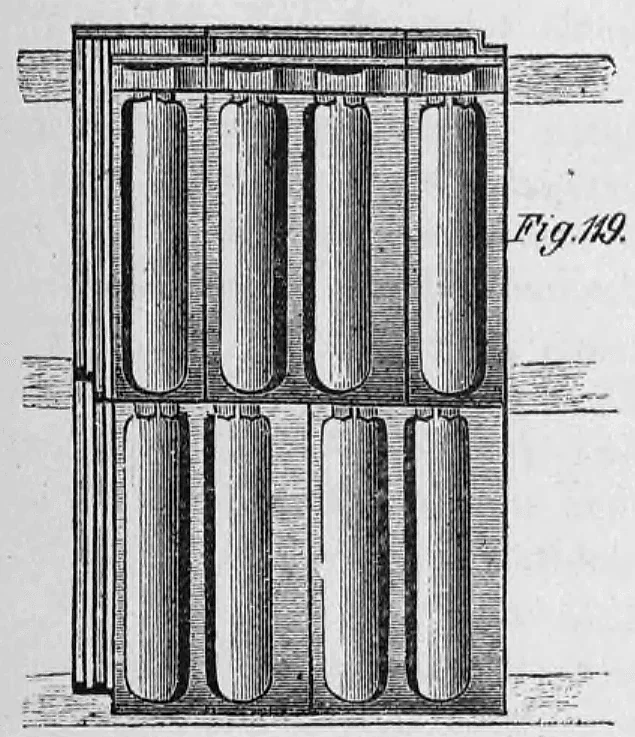 Fig. 119: Dachdeckung mit Biberschwanzziegeln in einer Form der Doppeldeckung.