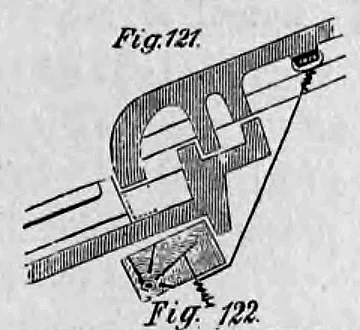 Fig. 121: Detailzeichnung der Aufhängung eines Dachziegels an der Lattung.