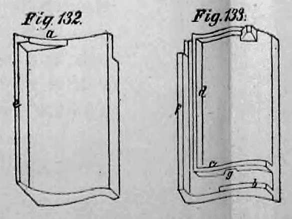 Fig. 132-133: Vorder- und Rückansicht eines einfachen flachen Dachziegels.
