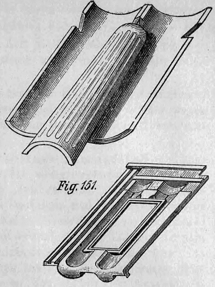 Fig. 151: Ein Lichtziegel mit Aussparung für eine Glasscheibe.