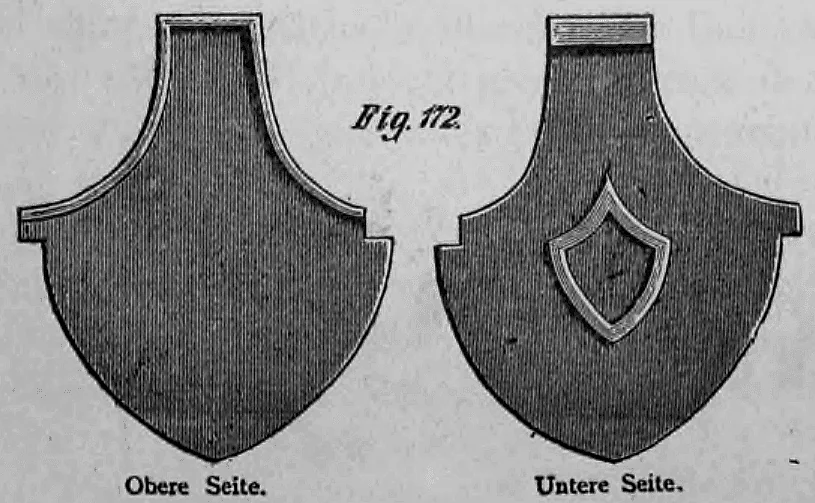 Fig. 172: Detailansicht einer dekorativen Zierplatte in Schildform.