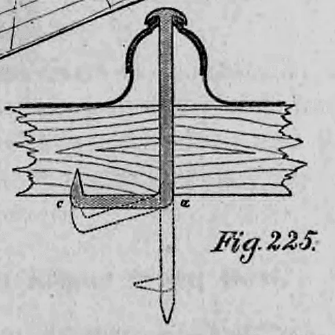 Fig. 225: Detailzeichnung der Befestigung einer Hilgers-Dachpfanne.