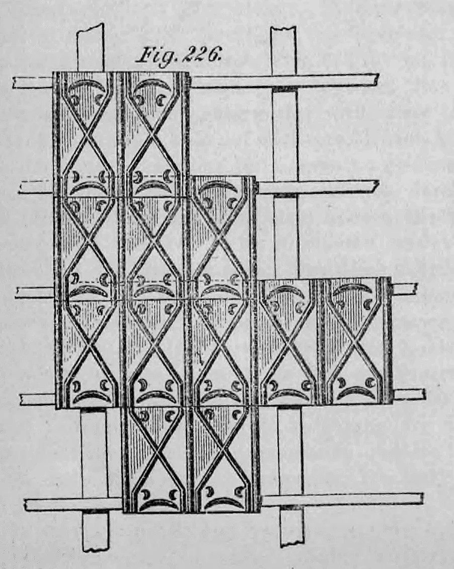 Fig. 226: Ansicht der Verlegung von Nebelings Patent-Metalldach.