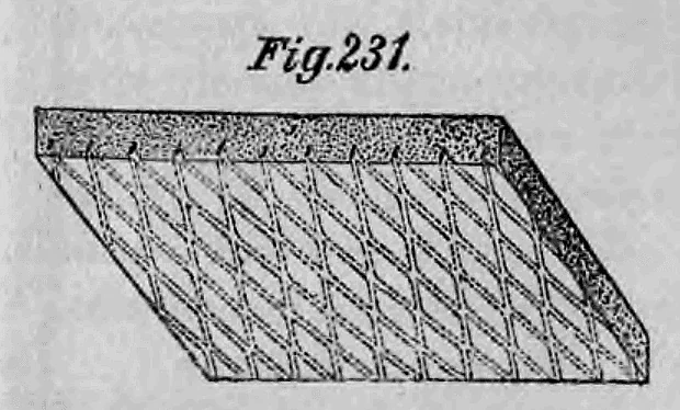 Fig. 231: Perspektivische Ansicht einer Isolierplatte, wahrscheinlich Korkstein.