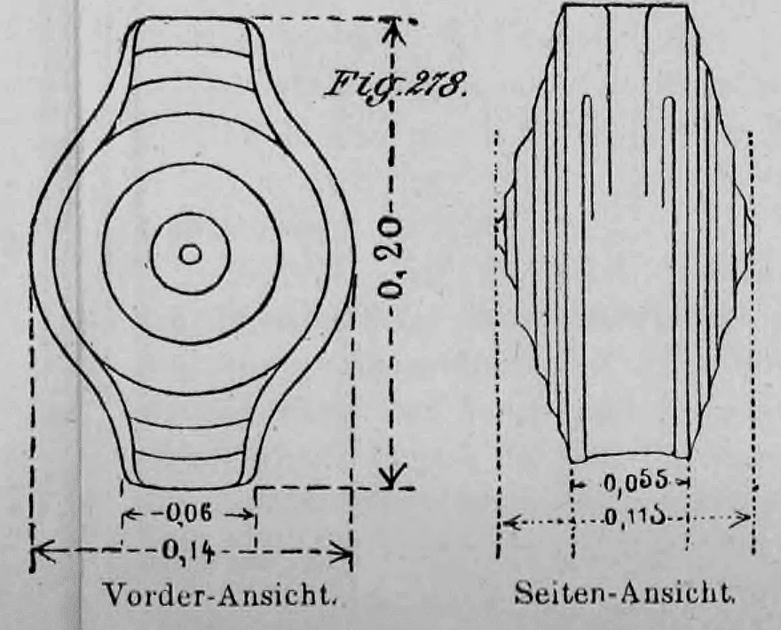 Fig. 278: Detailzeichnung eines kreisförmig profilierten Gipssteins.